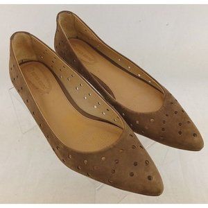 Corso Como Gabrielle brown suede perforated pointed toe slip on flats 10M